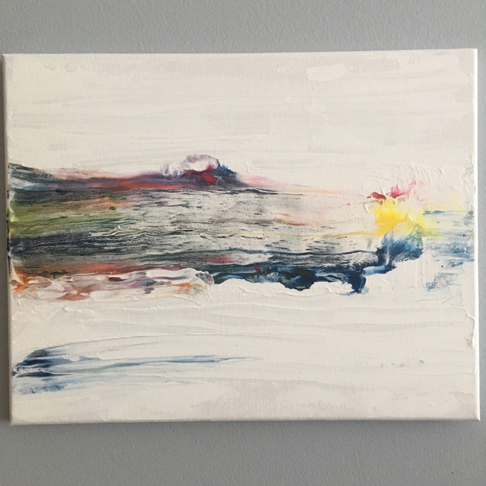 Original acrylic fluid art painting on a stretched canvas. Size 14”x11”